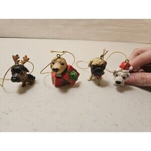 The Dog Artist International Christmas Ornaments 4 Dogs lab pug Westie Rott